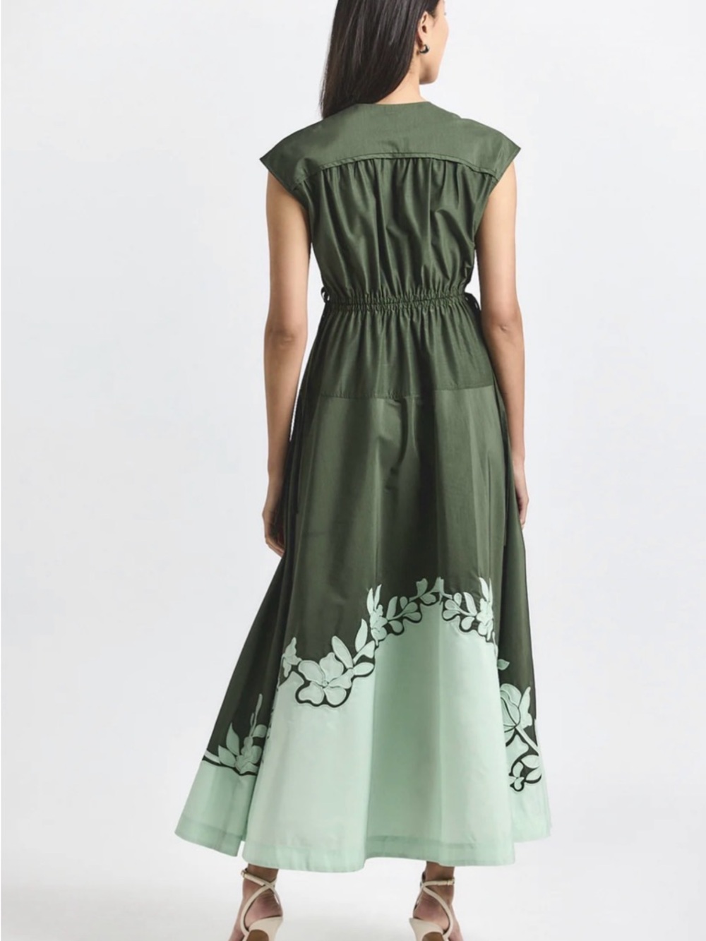 A-Line Green V Neck Maxi Dress Derek Lam 10 Crosby NWT Nara - Picture 7 of 12
